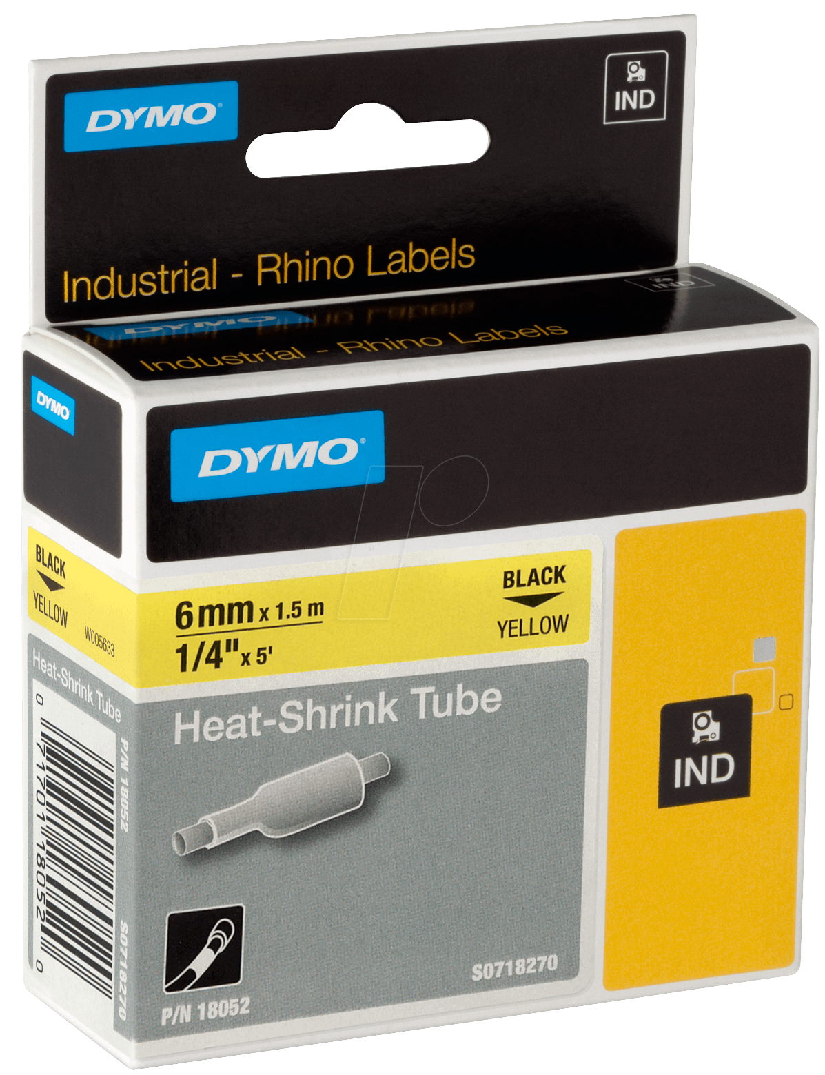 DYMO IND 18052 - DYMO IND Schrumpfschlauch, 6mm, schwarz/gelb von Dymo