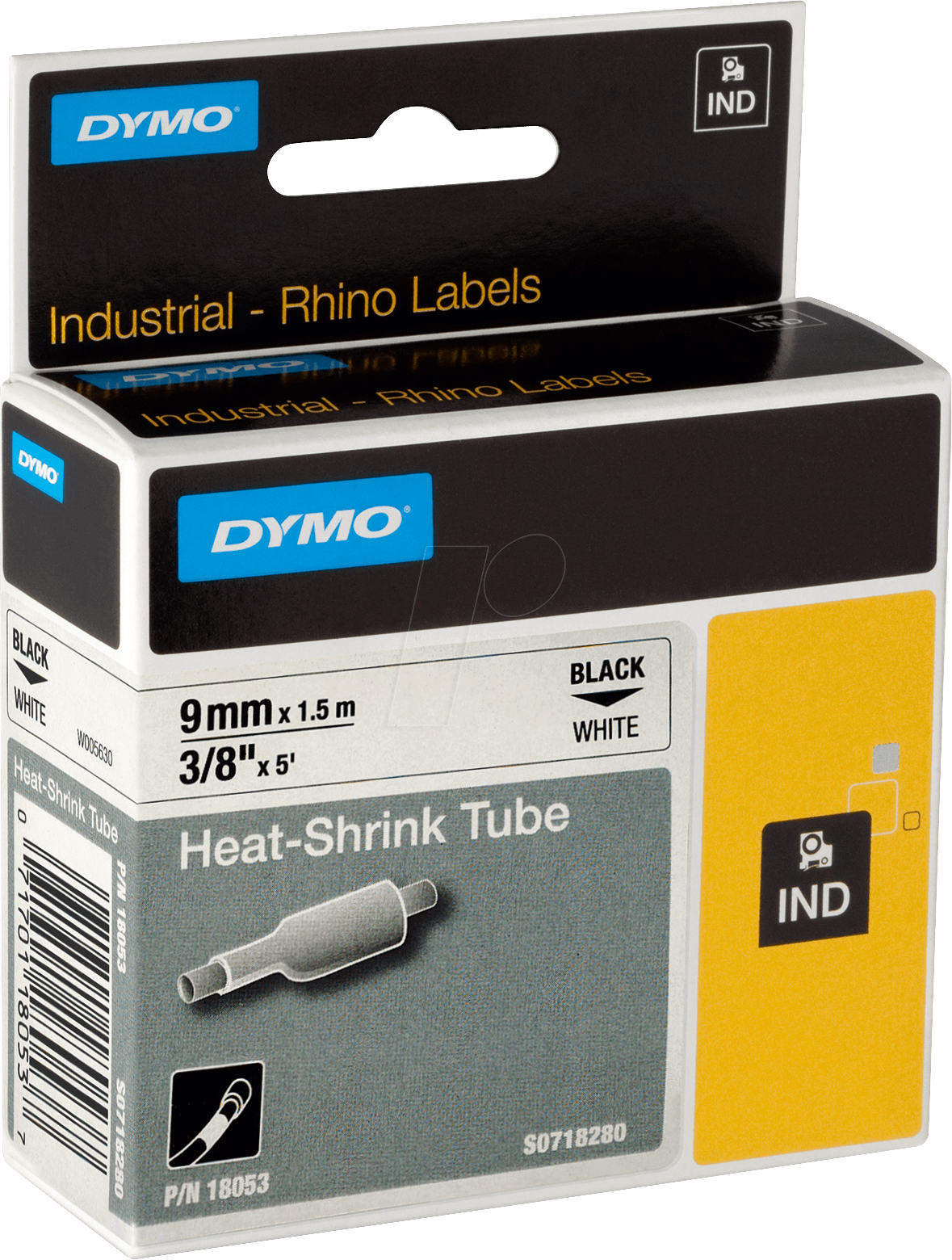 DYMO IND 18053 - DYMO IND Schrumpfschlauch, 9mm, schwarz/weiß von Dymo