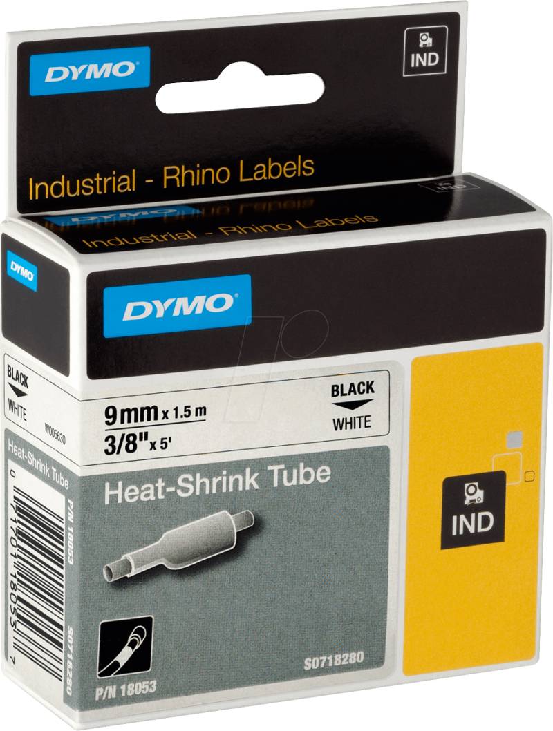 DYMO IND 18053 - DYMO IND Schrumpfschlauch, 9mm, schwarz/weiß von Dymo