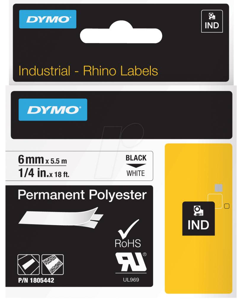 DYMO IND 1805442 - DYMO IND Polyester, 6mm, schwarz/weiß von Dymo