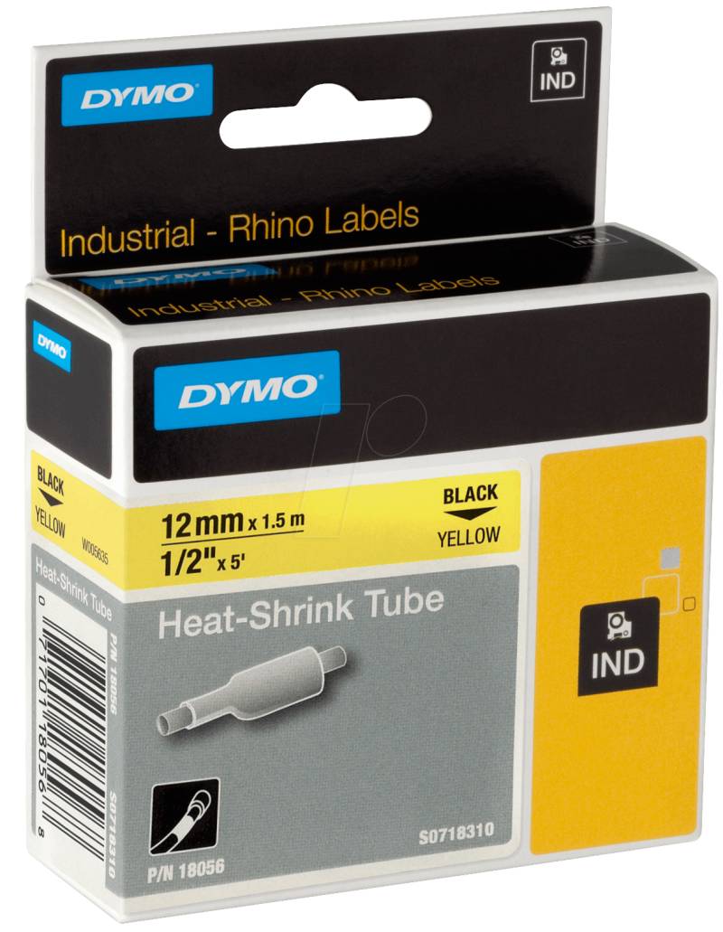 DYMO IND 18056 - DYMO IND Schrumpfschlauch, 12mm, schwarz/gelb von Dymo