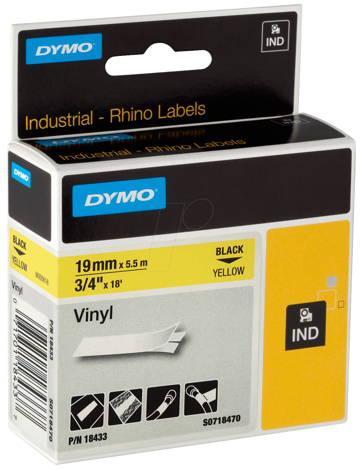 DYMO IND 18433 - DYMO IND Band Vinyl, 19 mm, farbig von Dymo