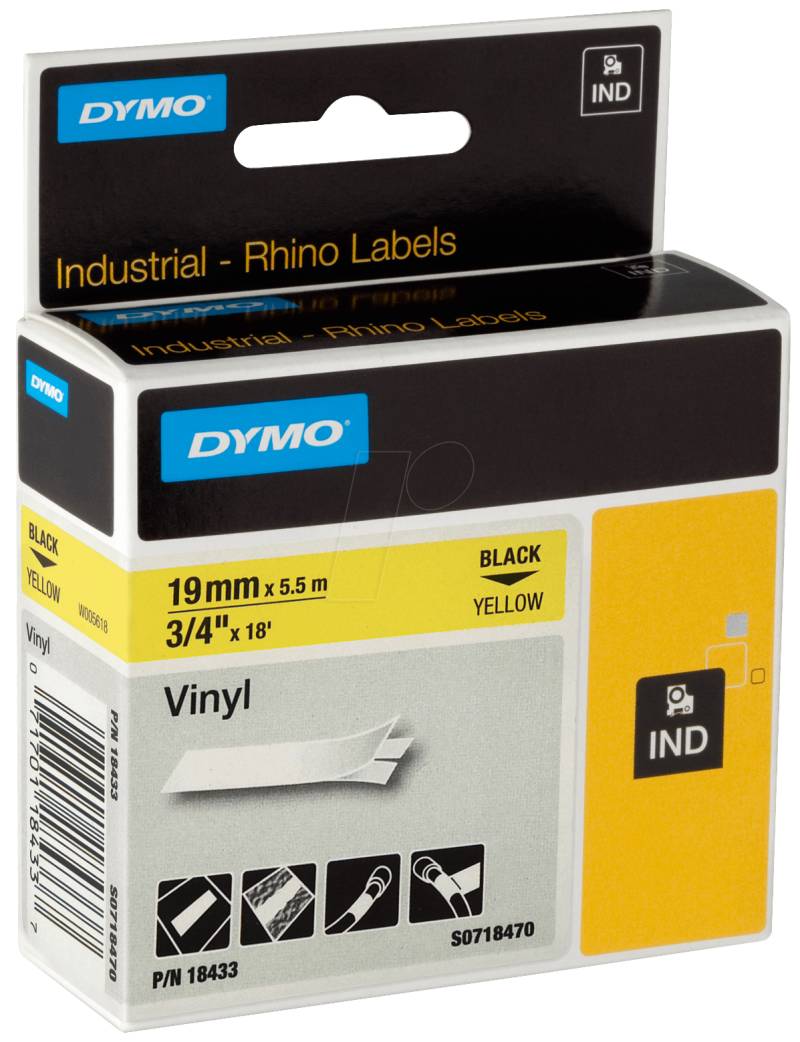 DYMO IND 18433 - DYMO IND Band Vinyl, 19 mm, farbig von Dymo