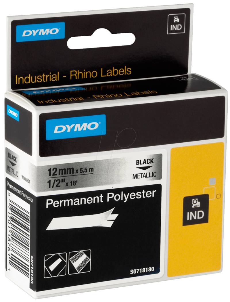 DYMO IND 18486 - DYMO IND Polyester, 12mm, schwarz/metallic von Dymo