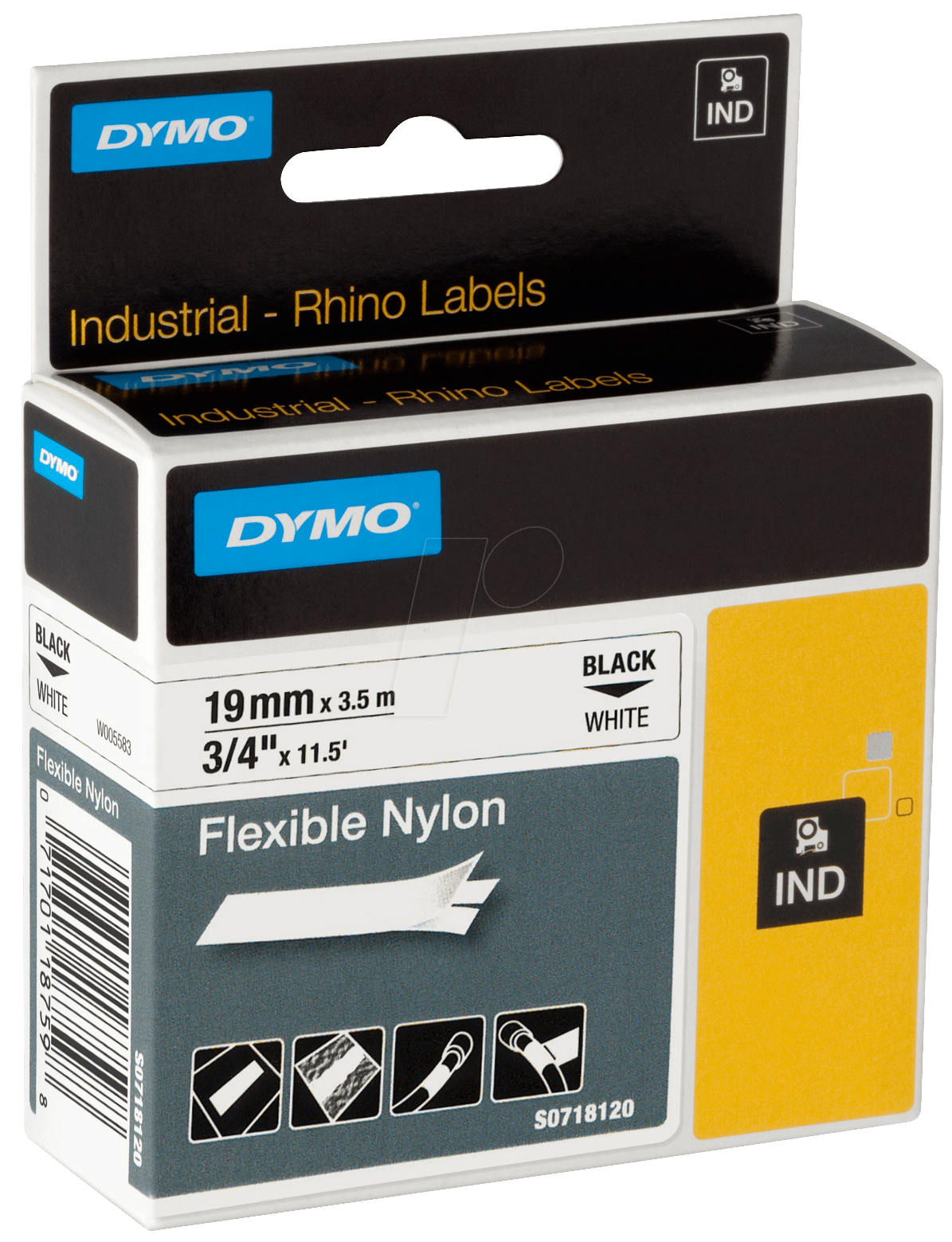 DYMO IND 18489 - DYMO IND Nylon, 19mm, schwarz/weiß von Dymo