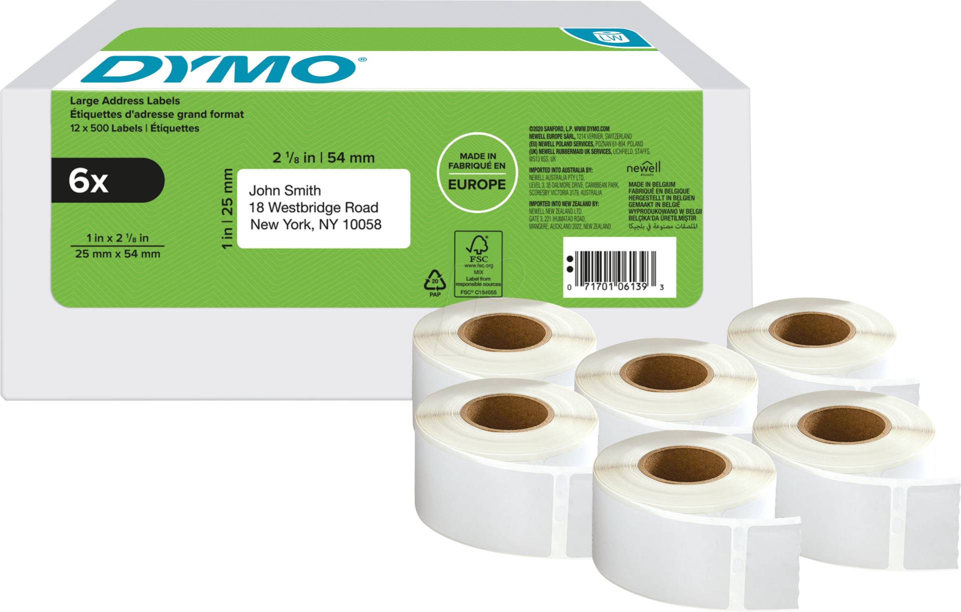 DYMO LW 2177564 - DYMO LW-Rücksendeadress-Etiketten, 25x54 mm, 3000 Stück von Dymo