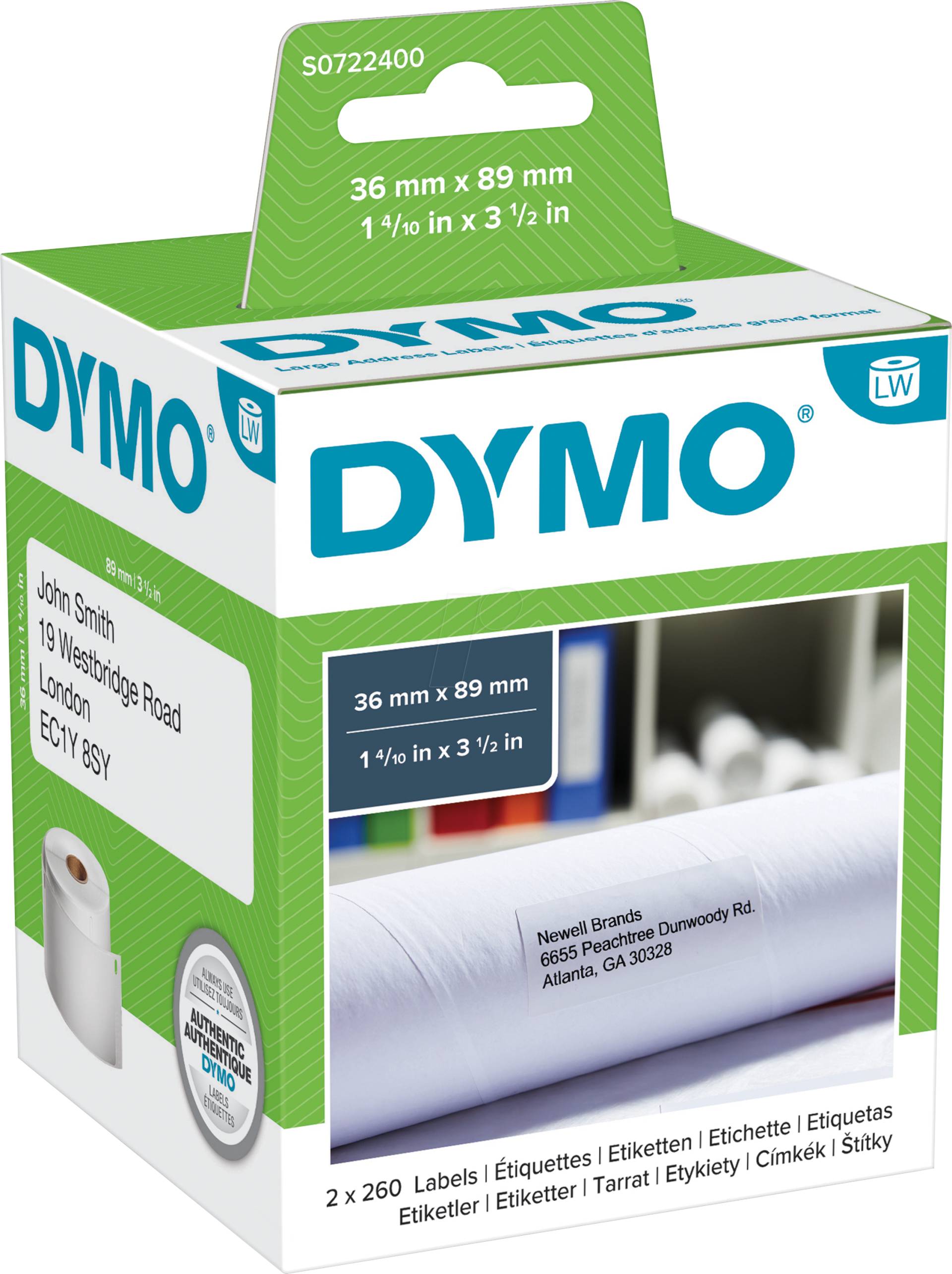 DYMO LW 99012 - DYMO Etiketten für LabelWriter, 36x89mm von Dymo