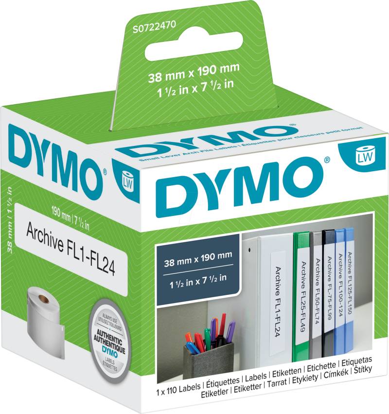 DYMO LW 99018 - DYMO Etiketten für LabelWriter, 38x190mm von Dymo