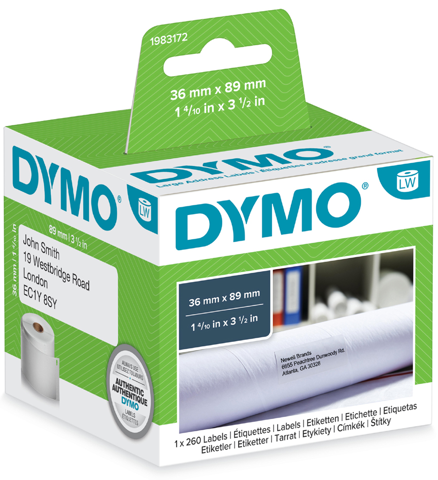 DYMO LabelWriter-Adress-Etiketten, 89 x 36 mm, weiß von Dymo