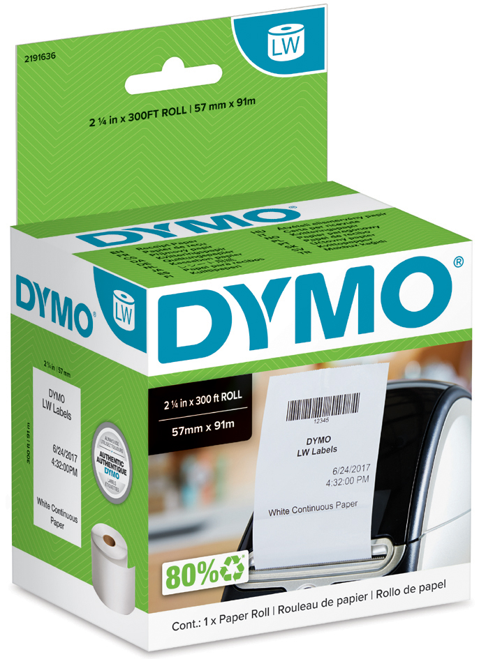 DYMO LabelWriter-Bonrolle, 57 mm x 91 m, weiß von Dymo
