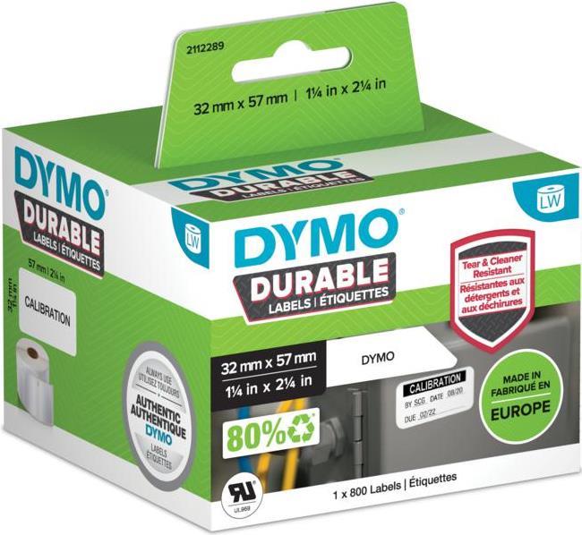 DYMO LabelWriter Durable Etiketten - 57 x 32mm - Weiß - Selbstklebendes Druckeretikett - Polypropylen (PP) - LabelWriter Wireless - 4XL - SE450 - 450 Twin Turbo - 450 Turbo - 450 - 400 Twin Turbo - 400 Turbo - 400,... - 5,7 cm - 3,2 cm (2112289) von Dymo