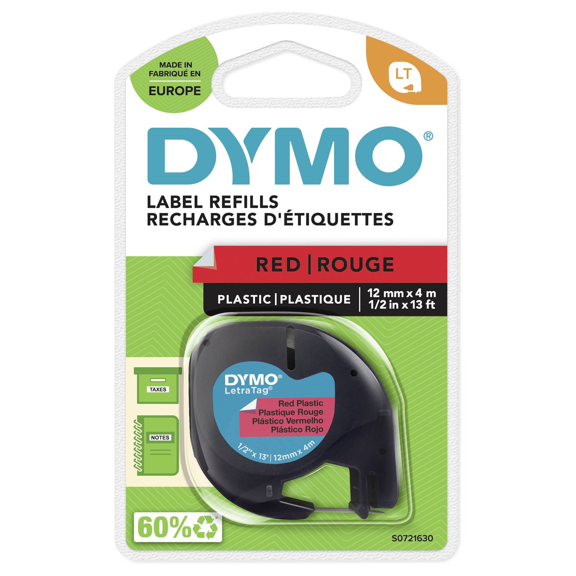 DYMO LetraTag-Band, Plastik 12mm x 4m schwarz->rot DYMO LetraTag-Band, Plastik 12mm x 4m schwarz->rot von Dymo