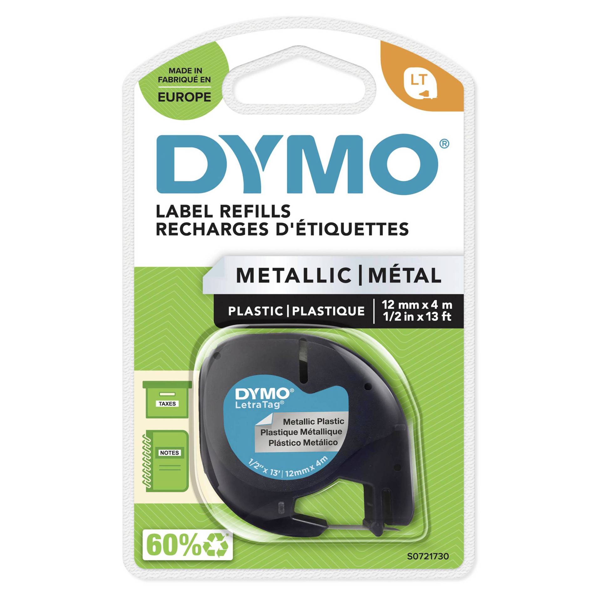 DYMO LetraTag-Band, Plastik 12mm x 4m schwarz->silbermetal DYMO LetraTag-Band, Plastik 12mm x 4m schwarz->silbermetal von Dymo