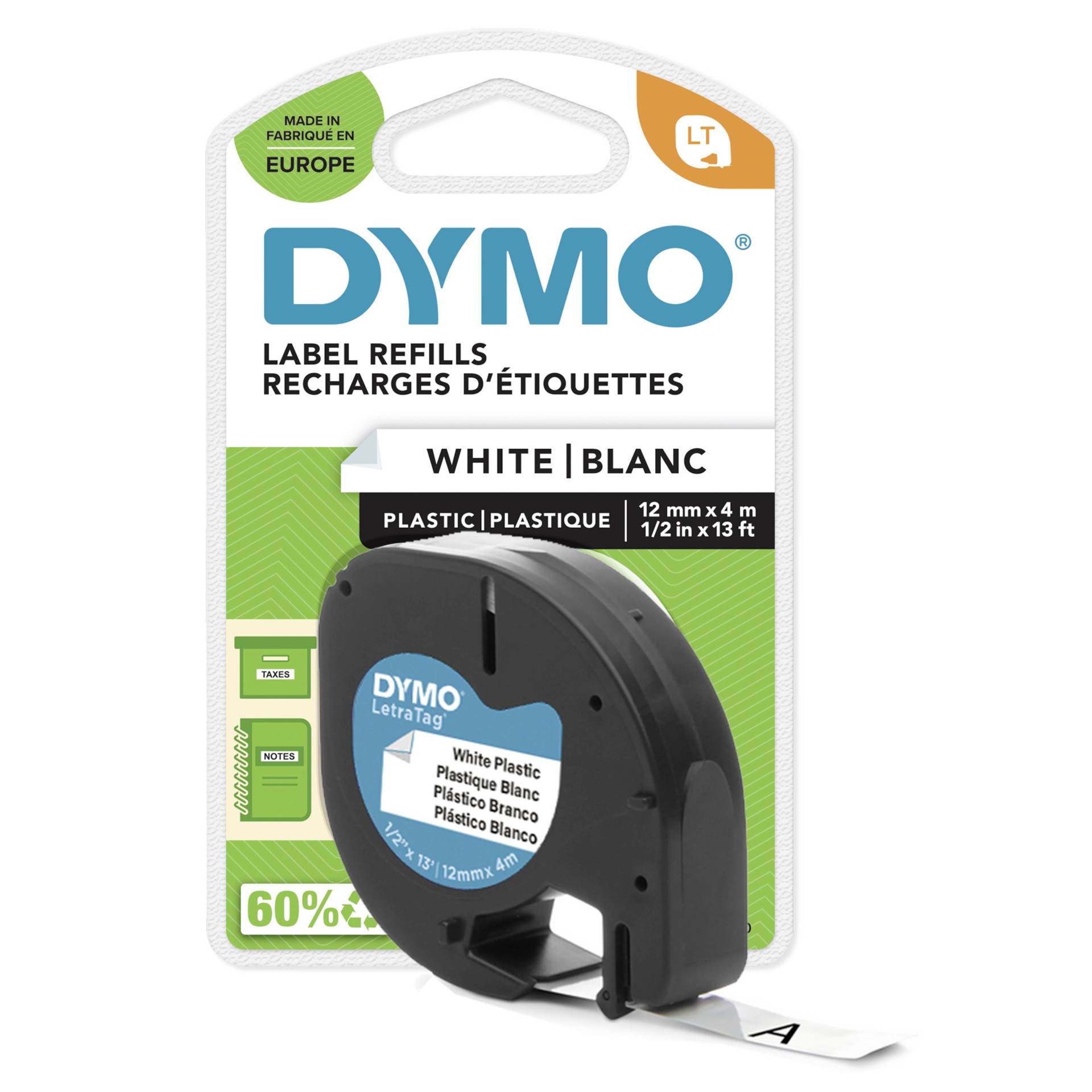 DYMO LetraTag-Band, Plastik 12mm x 4m schwarz->weiss DYMO LetraTag-Band, Plastik 12mm x 4m schwarz->weiss von Dymo