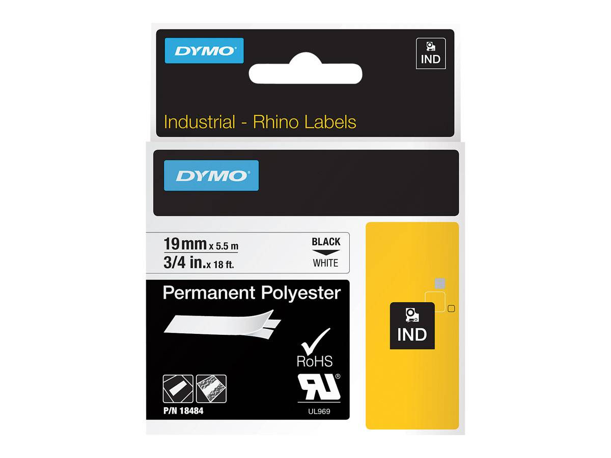 DYMO     Rhino Band Polyes. 19mmx5.5m schwarz->weiß von Dymo