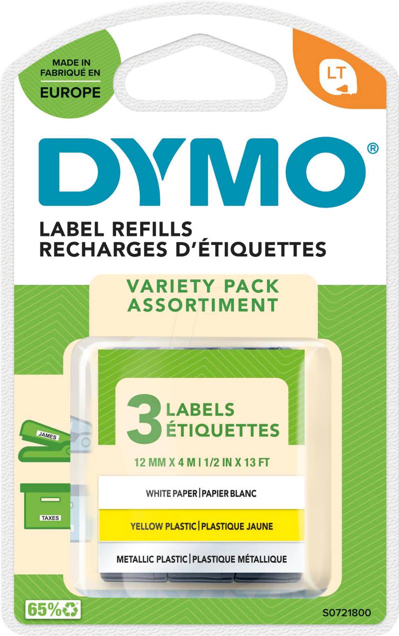 DYMO S0721800 - DYMO LT 3er Starterpack, 12 mm, Papier/Kunststoff/Metall von Dymo