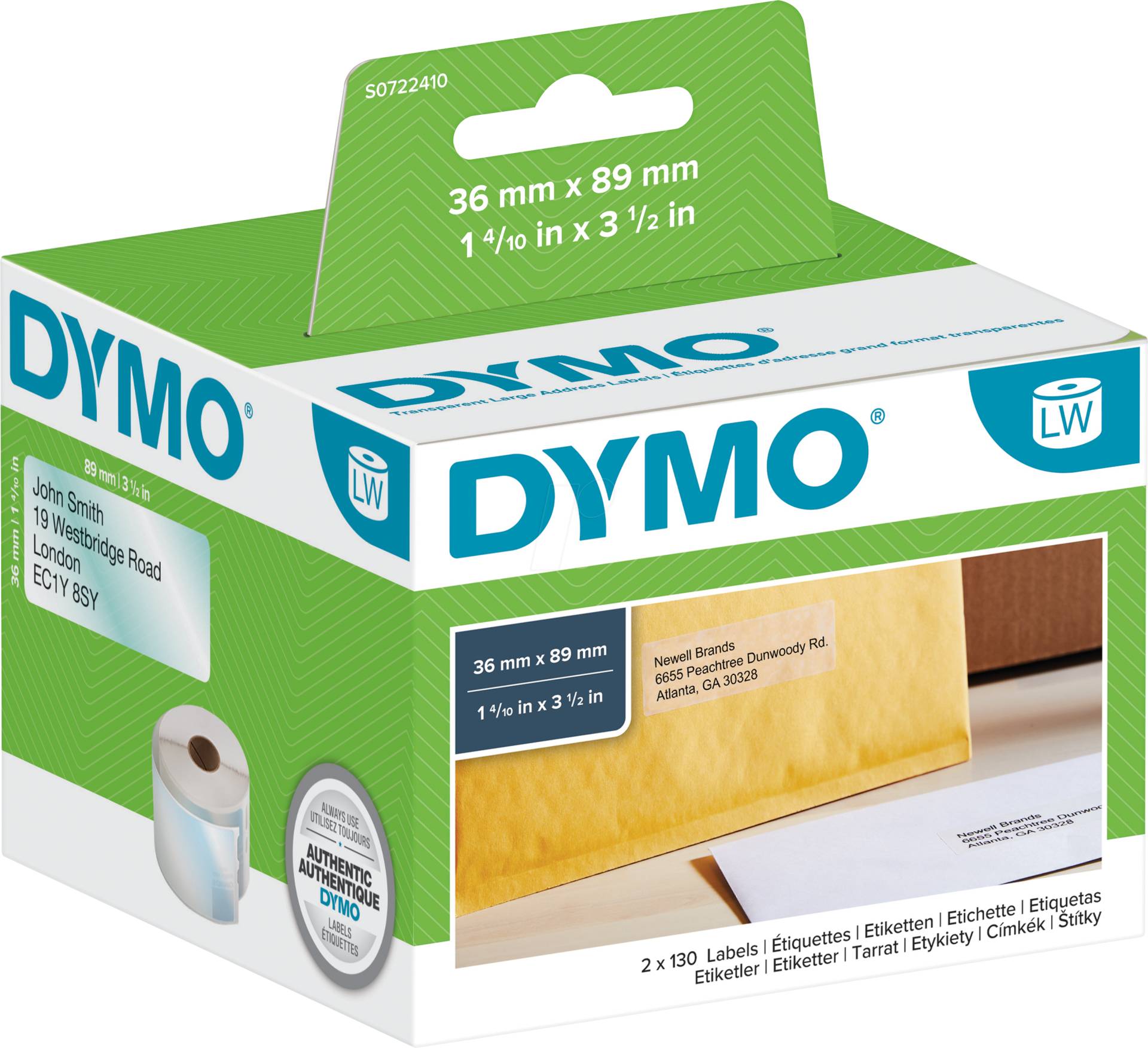 DYMO S0722410 - DYMO Etiketten für LabelWriter 89x36mm von Dymo