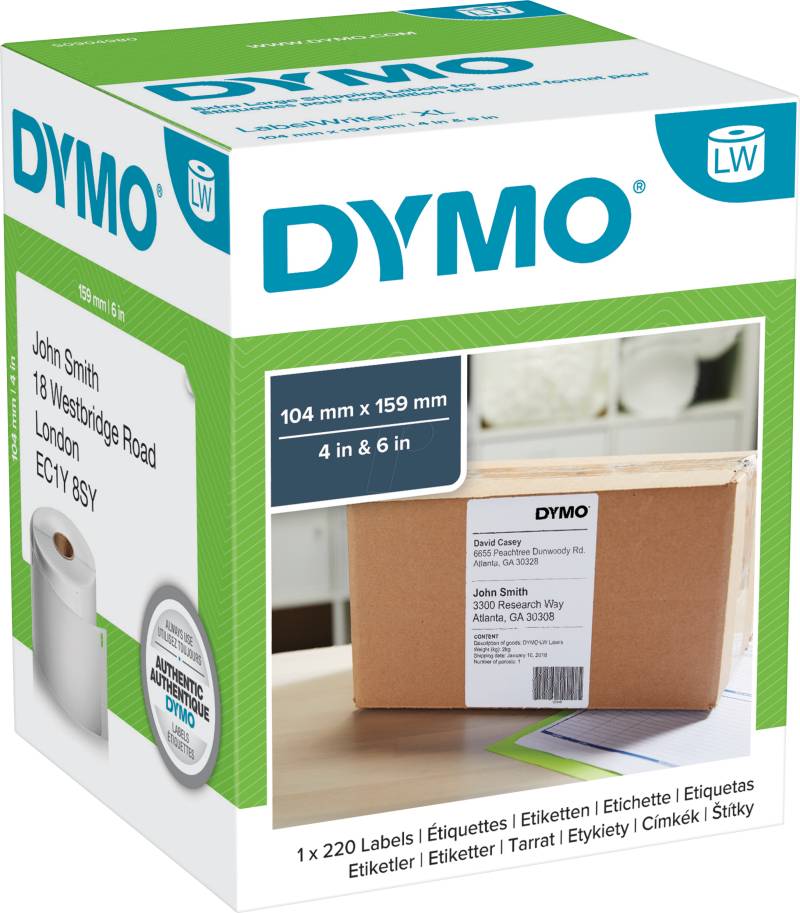 DYMO S0904980 - DYMO Versandetiketten  für LW5XL, 104x159 mm, weiß von Dymo