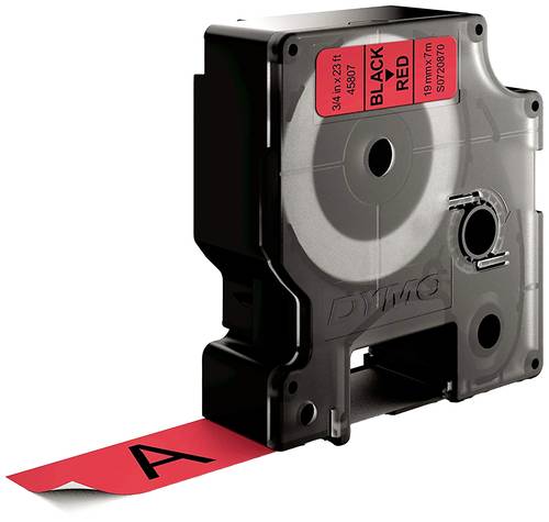 DYMO Schriftband D1 45807 Bandfarbe: Rot Schriftfarbe:Schwarz 19mm 7m von Dymo