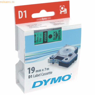 Dymo Beschriftungsband D1 19mm schwarz auf grün von Dymo