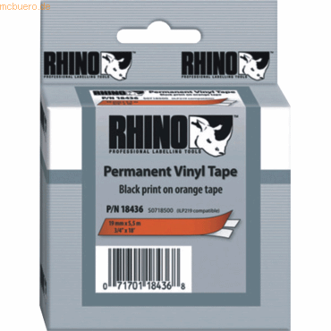 Dymo Beschriftungsband für Rhino 12mm Vinyl schwarz auf orange Dymo Beschriftungsband für Rhino 12mm Vinyl schwarz auf orange von Dymo