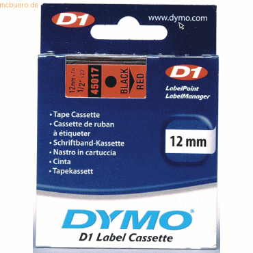 Dymo Etikettenband Dymo D1 12mm/7m schwarz/rot Dymo Etikettenband Dymo D1 12mm/7m schwarz/rot von Dymo