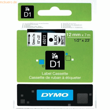 Dymo Etikettenband Dymo D1 12mm/7m schwarz/weiß Dymo Etikettenband Dymo D1 12mm/7m schwarz/weiß von Dymo