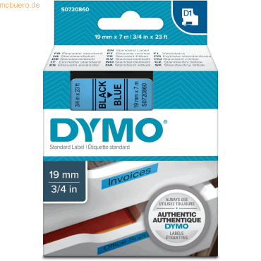 Dymo Etikettenband Dymo D1 19mm/7m schwarz/blau Dymo Etikettenband Dymo D1 19mm/7m schwarz/blau von Dymo