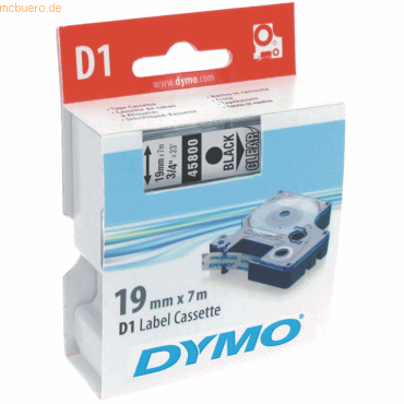 Dymo Etikettenband Dymo D1 19mm/7m schwarz/transparent von Dymo