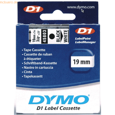 Dymo Etikettenband Dymo D1 19mm/7m schwarz/weiß Dymo Etikettenband Dymo D1 19mm/7m schwarz/weiß von Dymo