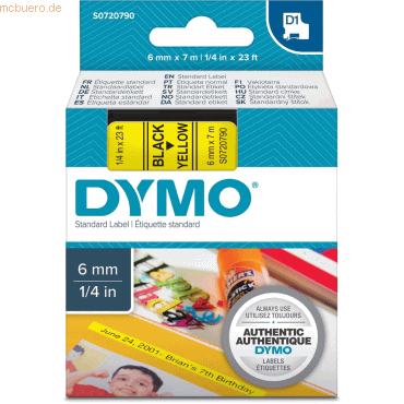 Dymo Etikettenband Dymo D1 6mm/7m schwarz/gelb Dymo Etikettenband Dymo D1 6mm/7m schwarz/gelb von Dymo
