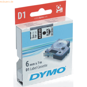Dymo Etikettenband Dymo D1 6mm/7m schwarz/transparent von Dymo