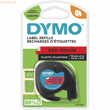 Dymo Etikettenband LetraTag 12mm x 4m schwarz auf rot Dymo Etikettenband LetraTag 12mm x 4m schwarz auf rot von Dymo