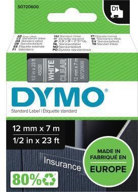 Dymo Schriftbandkassette D1 S0720600 12mmx7m ws auf tr 124180601 Dymo Schriftbandkassette D1 S0720600 12mmx7m ws auf tr 124180601 von Dymo