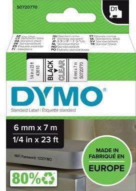 Dymo Schriftbandkassette D1 S0720770 6mmx7m sw auf tr 124180800 von Dymo