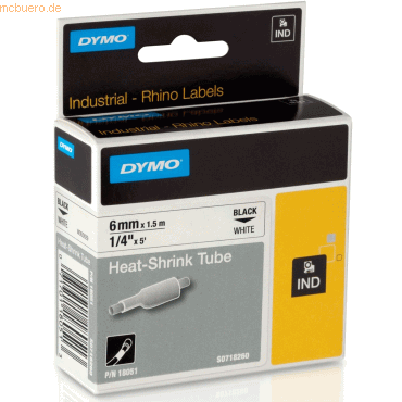 Dymo Schriftbandkassette Heißschrumpfschlauch Kunststoff 1,5mx6mm schw Dymo Schriftbandkassette Heißschrumpfschlauch Kunststoff 1,5mx6mm schw von Dymo