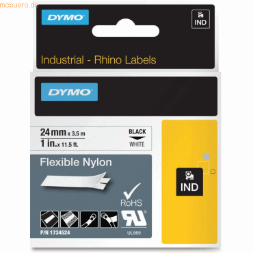 Dymo Schriftbandkassette Nylon flexibel 3,5mx24mm schwarz/weiß von Dymo