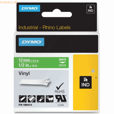 Dymo Schriftbandkassette PVC 5,5mx12mm weiß/grau von Dymo