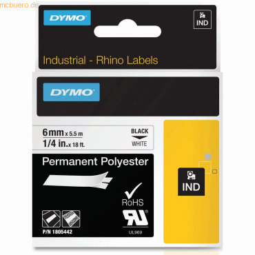 Dymo Schriftbandkassette Rhino Band ID1 Polyester,laminiert 5,5mx6mm s Dymo Schriftbandkassette Rhino Band ID1 Polyester,laminiert 5,5mx6mm s von Dymo