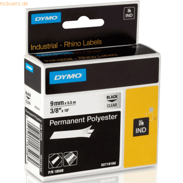 Dymo Schriftbandkassette Rhino Band ID1 Polyester laminiert 5,5mx12mm von Dymo