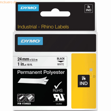 Dymo Schriftbandkassette Rhino Band ID1 Polyester laminiert 5,5mx24mm von Dymo