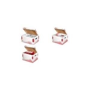 Esselte Archiv-Klappdeckelbox SPEEDBOX, DIN A4, weiß/rot, für Format DIN A4+, aus 100% recycelter Pappe, zu 100% - 15 Stück (623911) von Dymo