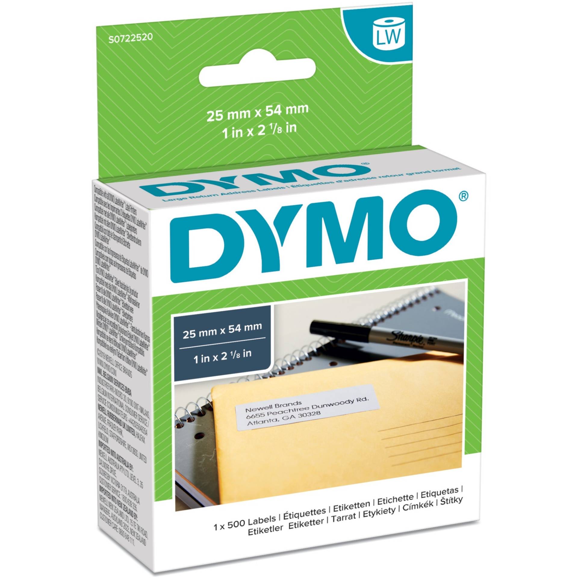 LabelWriter ORIGINAL Adressetiketten 25x54mm, 1 Rolle mit 500 Etiketten von Dymo