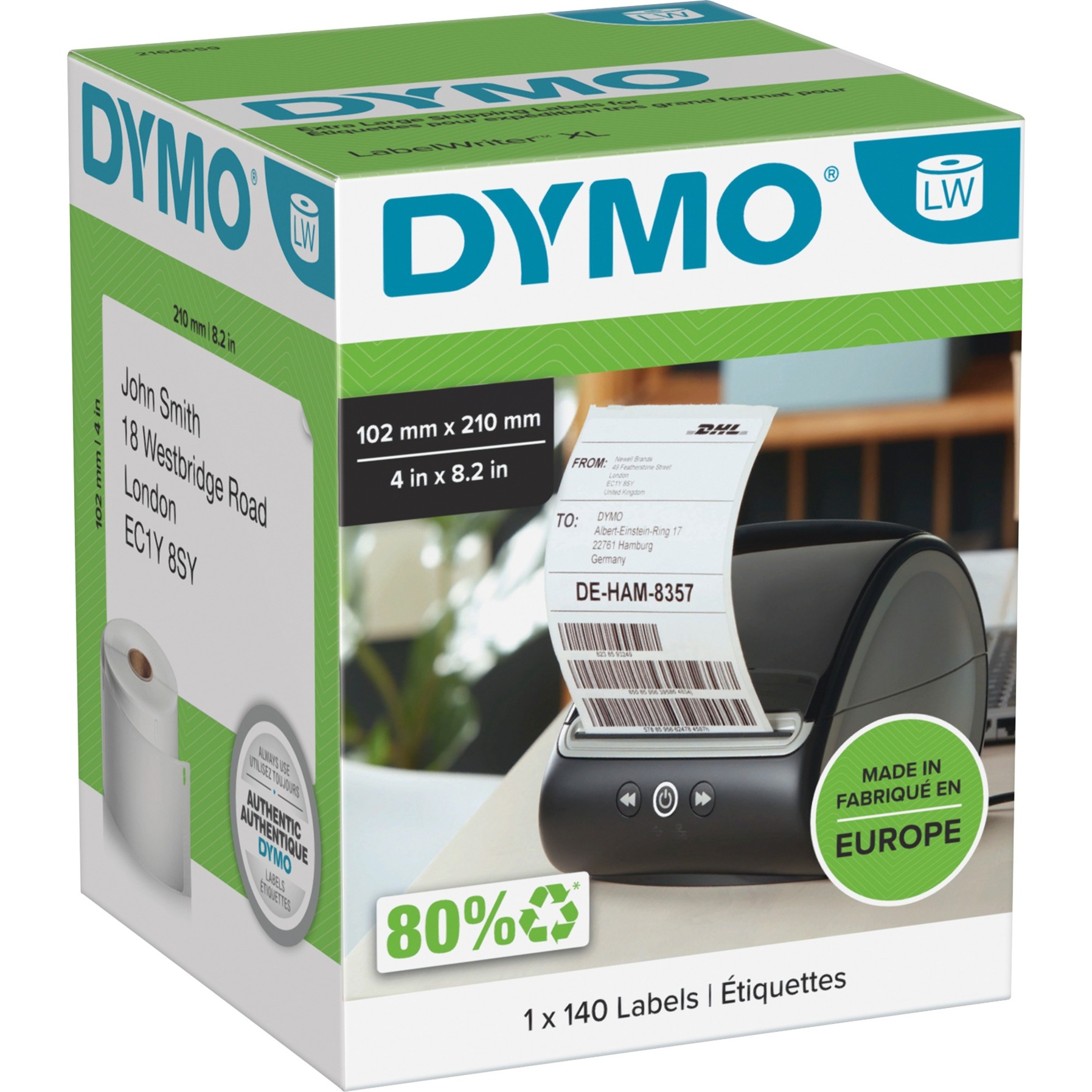 LabelWriter ORIGINAL DHL-Versandetiketten 102x210mm, 1 Rolle mit 140 Etiketten von Dymo