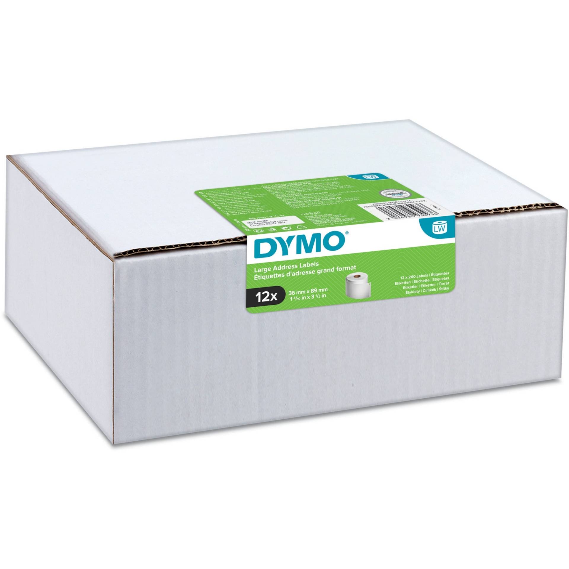 LabelWriter ORIGINAL VORTEILSPACK Adressetiketten 36x89mm, 12 Rollen mit je 260 Etiketten von Dymo