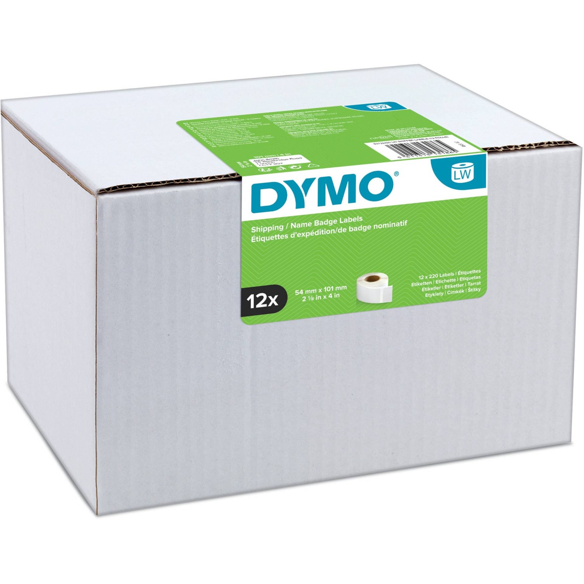 LabelWriter ORIGINAL VORTEILSPACK Versandetiketten 54x101mm, 12 Rollen mit je 220 Etiketten von Dymo