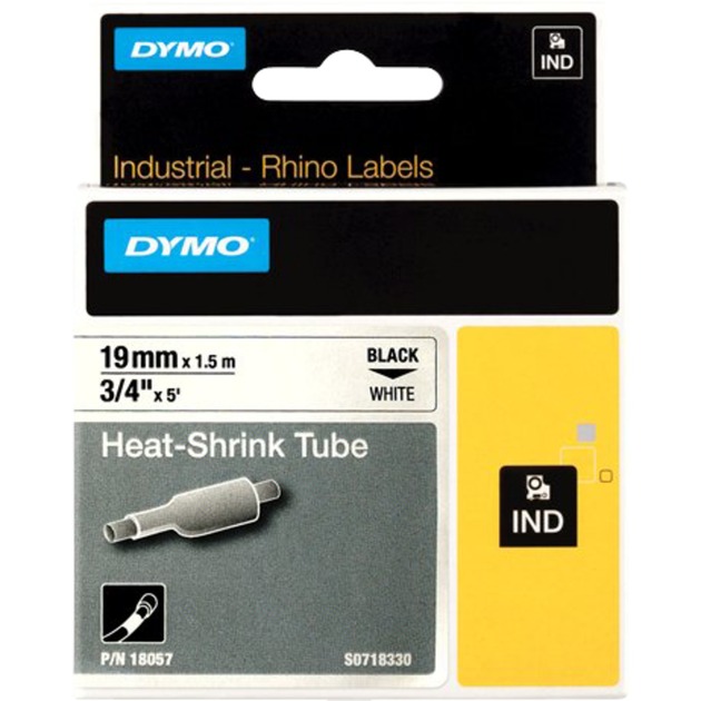 Rhino IND ORIGINAL Heißschrumpfschlauch 19mm x 1,5m, schwarz auf weiß, Etiketten- Schrumpfschlauch von Dymo