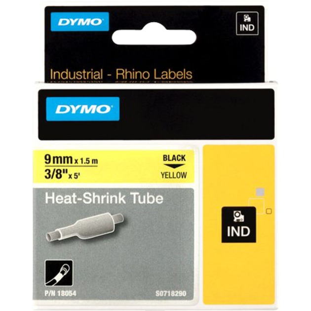 Rhino ORIGINAL IND Heißschrumpfschlauch 9mm x 1,5m, schwarz auf gelb, Etiketten- Schrumpfschlauch Rhino ORIGINAL IND Heißschrumpfschlauch 9mm x 1,5m, schwarz auf gelb, Etiketten- Schrumpfschlauch von Dymo