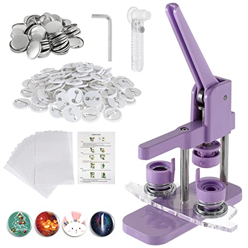 Dyna-Living Button Badge Maker 58 mm lila magnetisches Abzeichen Maschine Set DIY Pin Button Maker Press Machine DIY Button Making Set Badge Punch with 100pcs Button Parts von Dyna-Living