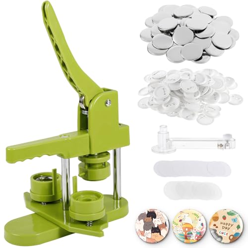 Dyna-Living Button Badge Maker Set, 32 mm drehbarer Abzeichen-Maker mit 200 Knopfteilen und Abzeichen-Stanzer, einfache DIY-Maschine zur Herstellung von Abzeichen Dyna-Living Button Badge Maker Set, 32 mm drehbarer Abzeichen-Maker mit 200 Knopfteilen und Abzeichen-Stanzer, einfache DIY-Maschine zur Herstellung von Abzeichen von Dyna-Living